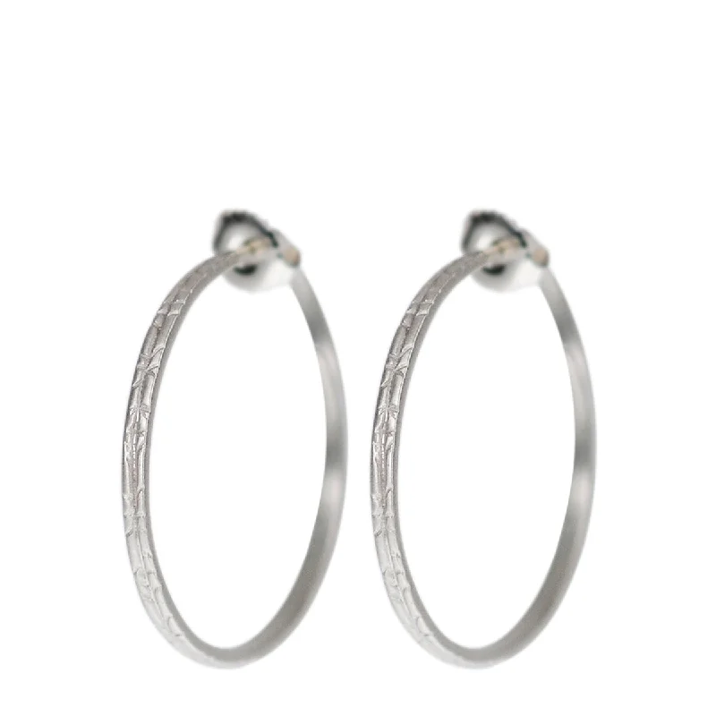 Metal Earrings-Drop Earrings-Sterling Silver Medium Engraved Endless Hoop Earrings