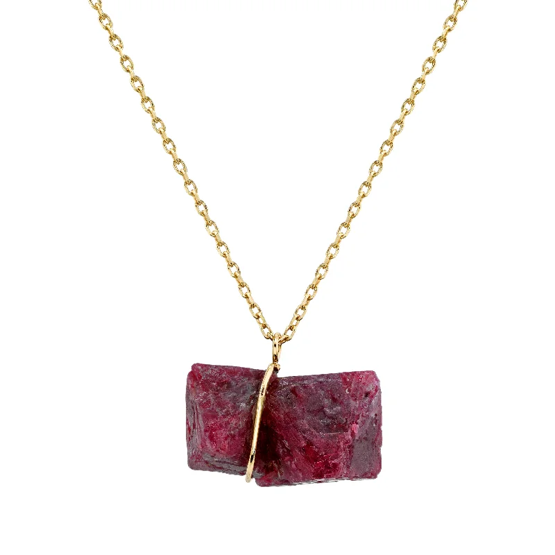 Handcrafted Diamond Necklaces-One-of a-Kind Raw Spinel Necklace