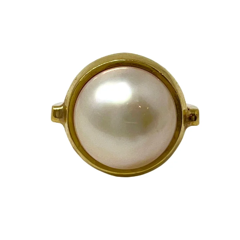 MilgrainRings-Cellino 18K Gold Ring with Mabe Pearl