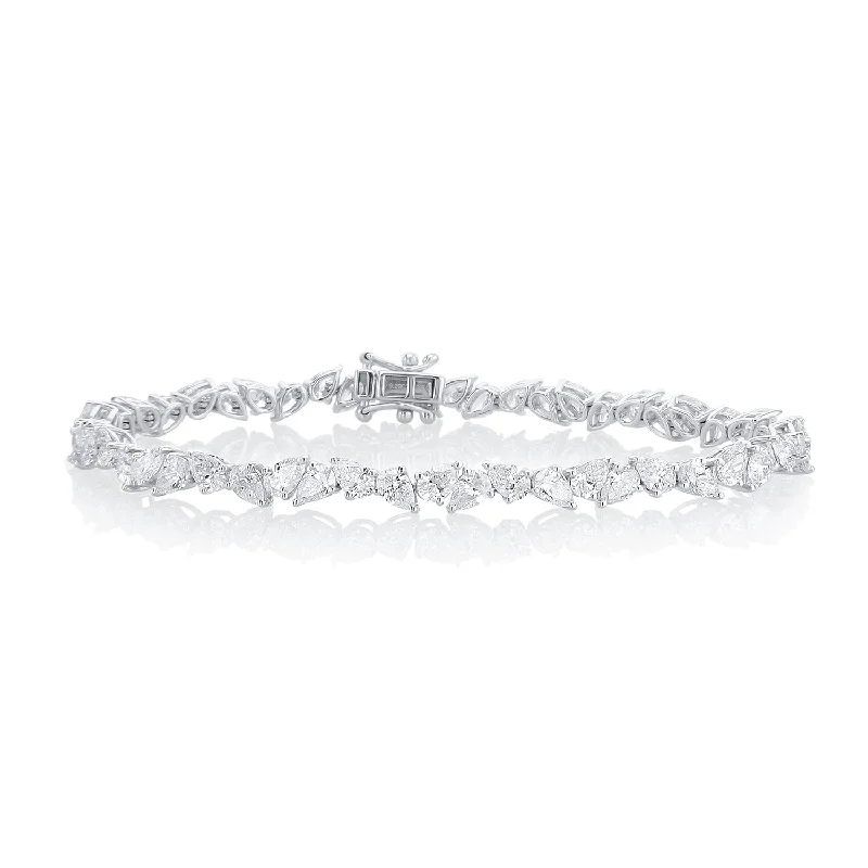 GoldBracelets-9.30 Carat Pear Diamond Line Bracelet set in 18K White Gold