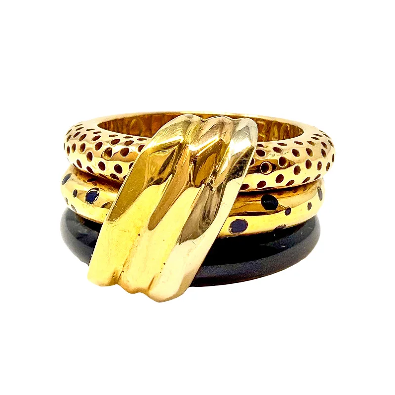 TwoToneRings-La Nouvelle Bague 18K Gold Enamel 3 Band Ring