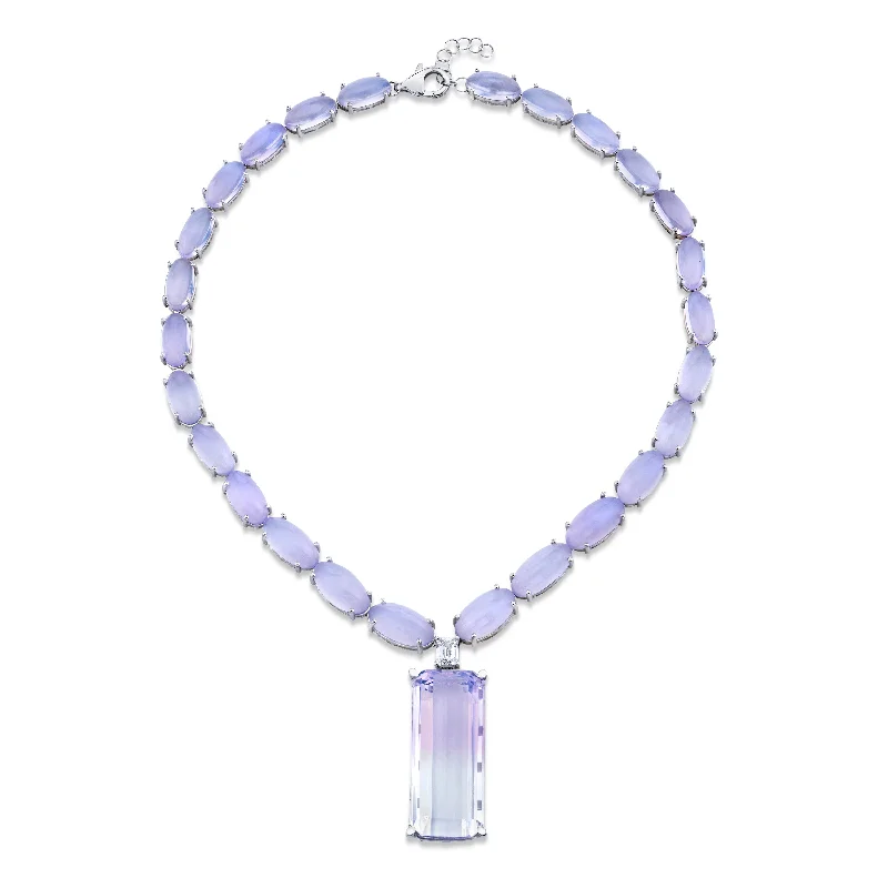 Wedding Necklaces for Bridesmaids-Lavender Quartz Waterfall Necklace