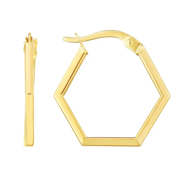 Stunning Drop Earrings-Luxury Stud Earrings-14k Gold Hexagon Hoop Earrings