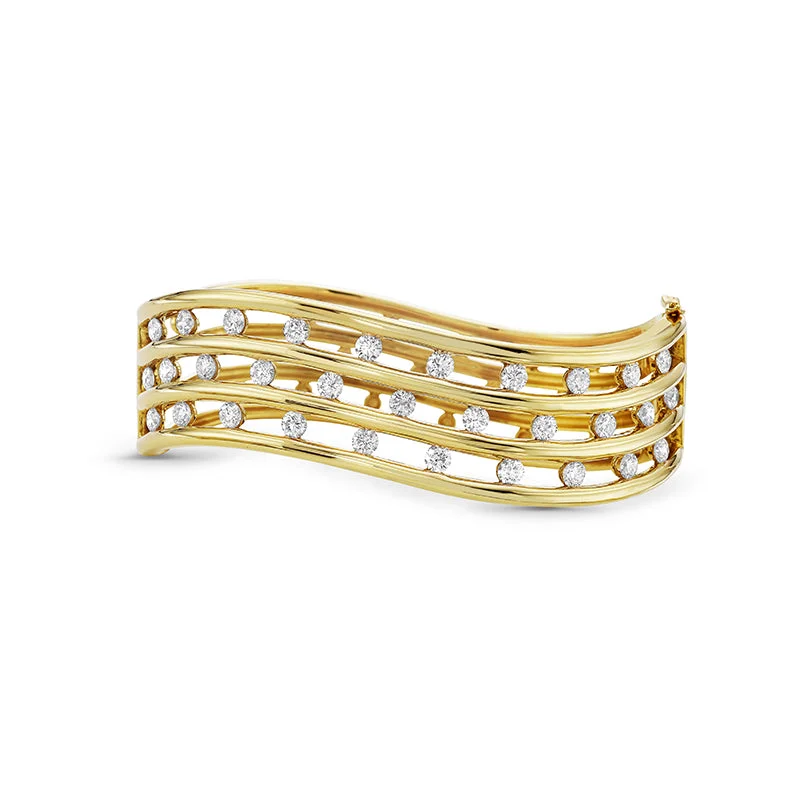 PeridotBracelets-18k Yellow Gold Floating Diamond Cuff