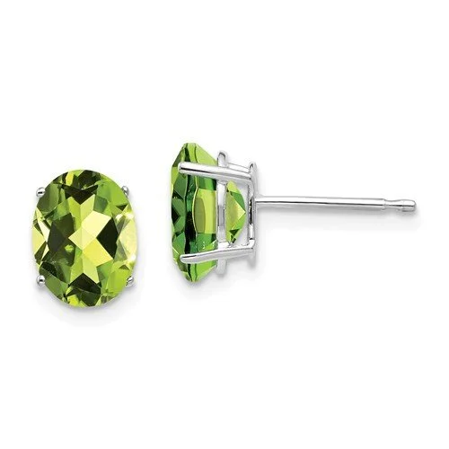 Butterfly Stud Earrings-Round Drop Earrings-14KT WHITE GOLD 2.70 CARAT OVAL PERIDOT EARRINGS