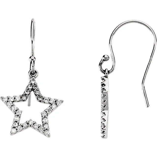 Large Stud Earrings-Affordable Drop Earrings-14KT WHITE GOLD 1/3 CTW DIAMOND STAR EARRINGS