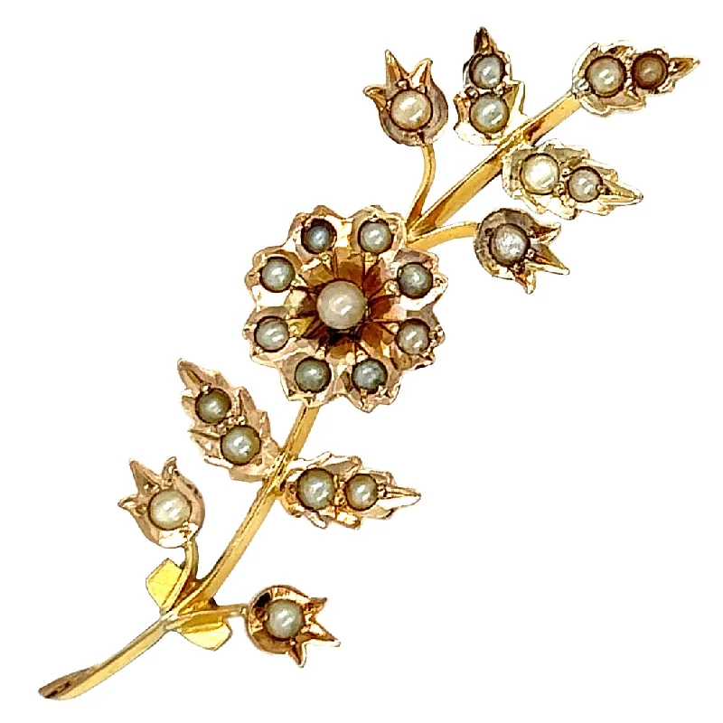 Butterfly and flower brooch-Seed Pearl Spray Brooch