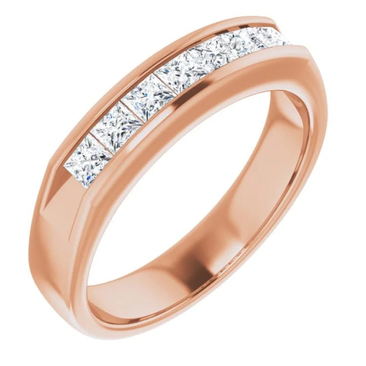 ChannelSetRings-14K Rose 9/10 CTW Natural Diamond Ring