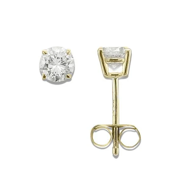 Zircon Earrings-Gold Earrings for Birthday-14KT YELLOW GOLD 1/2 CTW ROUND DIAMOND EARRINGS