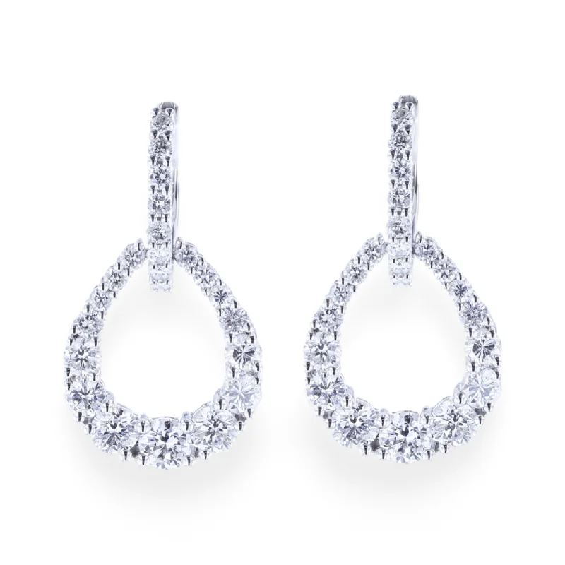 Heart-Shaped Earrings-Polished Earrings-18KT WHITE GOLD 2.74CTW DIAMOND DROP EARRINGS