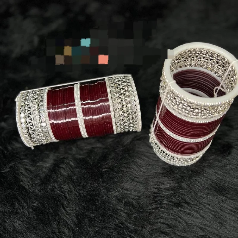 Bangles With Gemstones For Sparkle-Pooja Bangles Silver Plated Mirror Acrylic Bangles Set