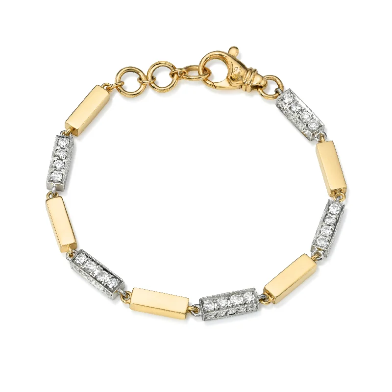 InitialBracelets-GIANA BRACELET WITH DIAMONDS - TWO TONE