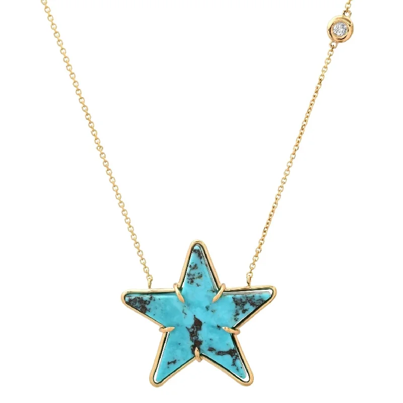 Birthstone Necklaces for Kids-Turquoise Star Necklace