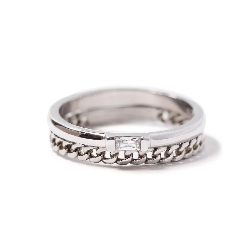 FatherhoodRings-Baguette Curb Chain Ring Set