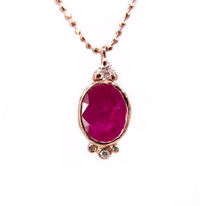 Charm Pendant Necklaces-Ruby Oval Necklace