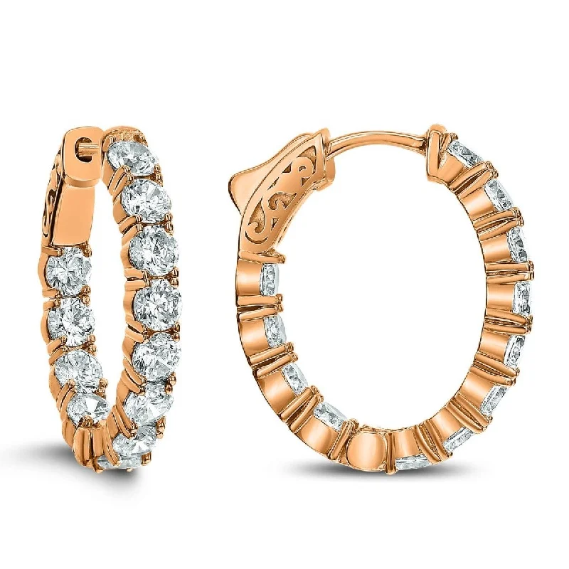 Unique Earrings-Infinity Earrings-18KT Gold 4.00 CTW Diamond Hoop Earrings