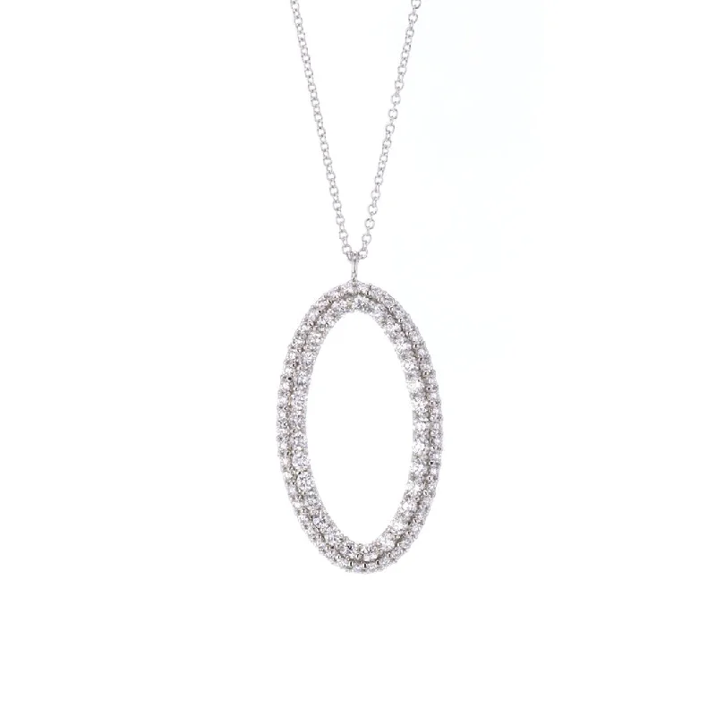 Choker Necklaces for Women-1.25 ctw Diamond Open Oval Pendant Necklace