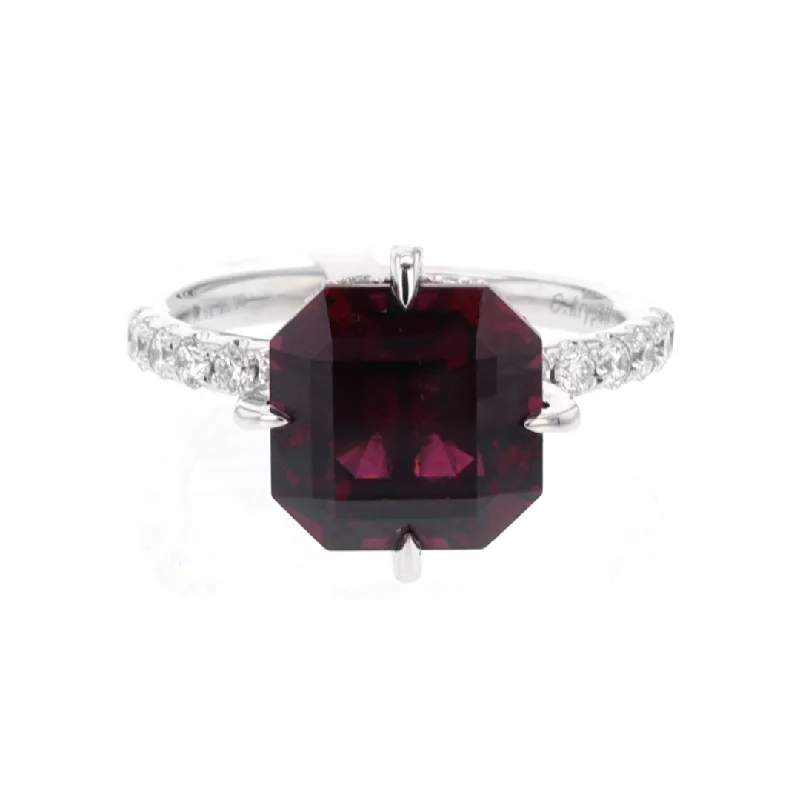 AmethystRings-Garnet & Diamond Ring