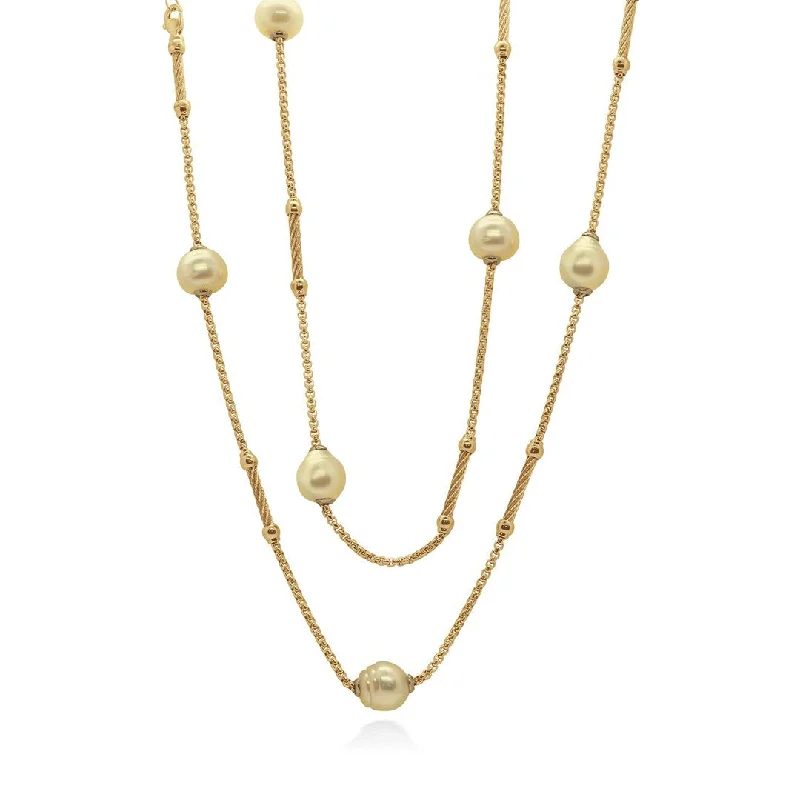 Infinity Necklaces for Couples-36" Pearl & Cable Necklace