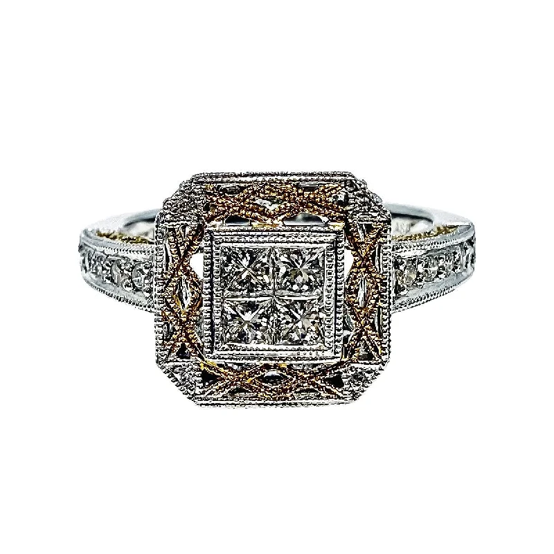 WhiteGoldRings-Antique Style  Ring with Diamonds