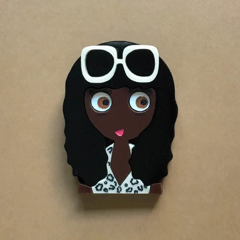 Designer crystal brooch-ANITA Acrylic Brooch, Leopard Print Dress & Sunglasses