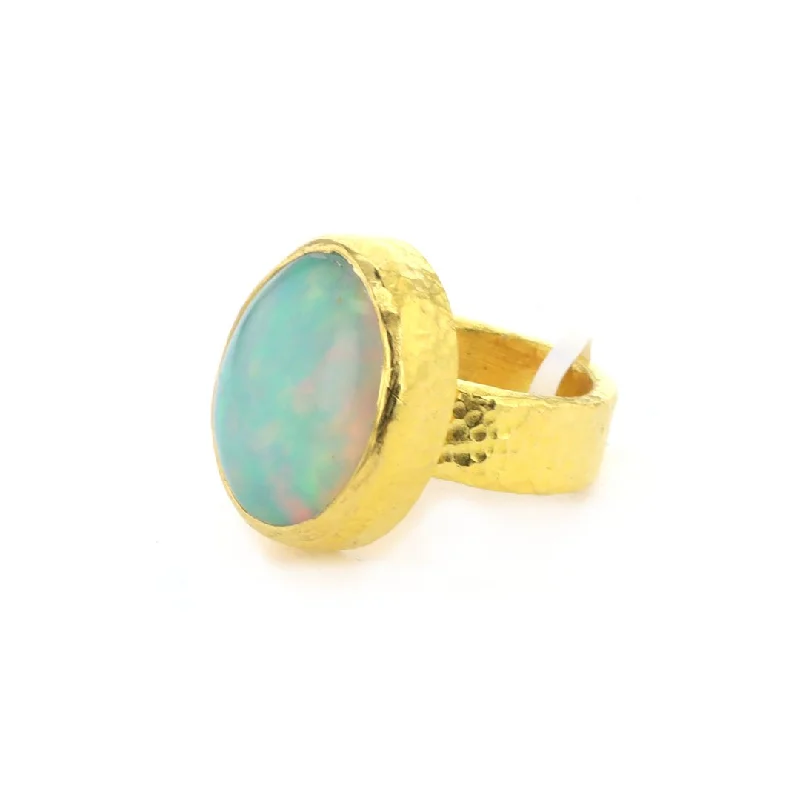 CubicZirconiaRings-Ethiopian Opal Cabochon Ring