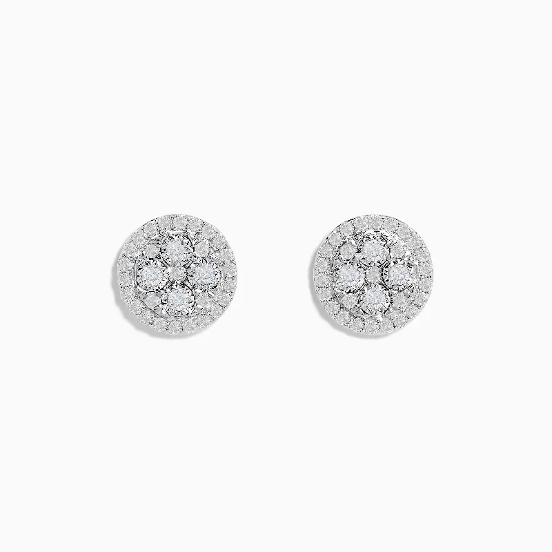 Gold Stud Earrings-Silver Earrings for Brides-Bouquet 14K White Gold Diamond Stud Earrings