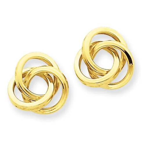 Color Block Earrings-Simple Stud Earrings-14KT YELLOW GOLD LOVE KNOT EARRINGS