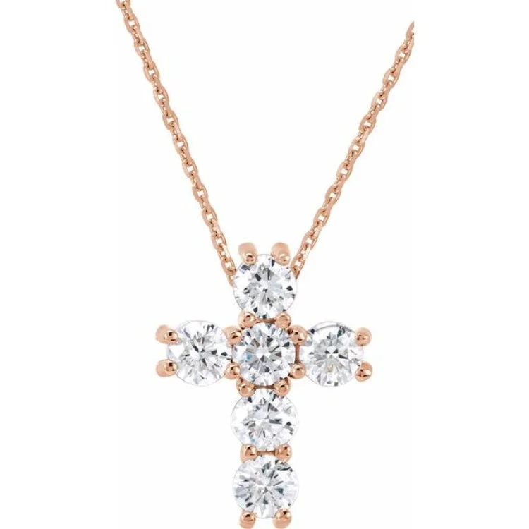 Vintage Necklaces for Sale-14K Rose 1/3 CTW Natural Diamond Cross 18" Necklace