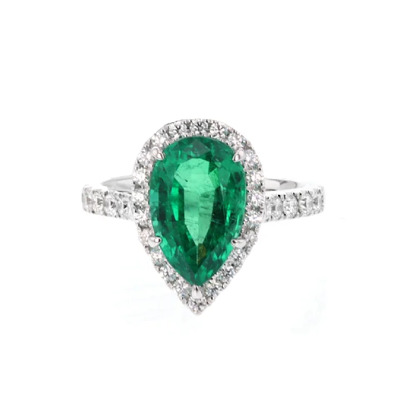 MemoryRings-Emerald & Diamond Halo Ring