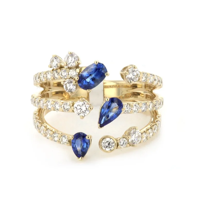 TanzaniteRings-3 Row Blue Sapphire & Diamond Ring | M10278752