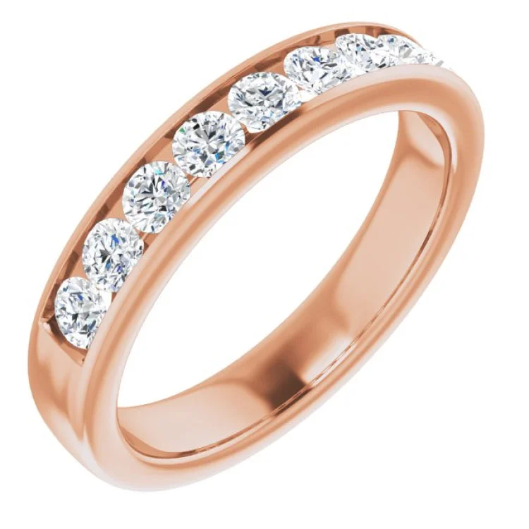 AquamarineRings-14K Rose 1 CTW Natural Diamond Band