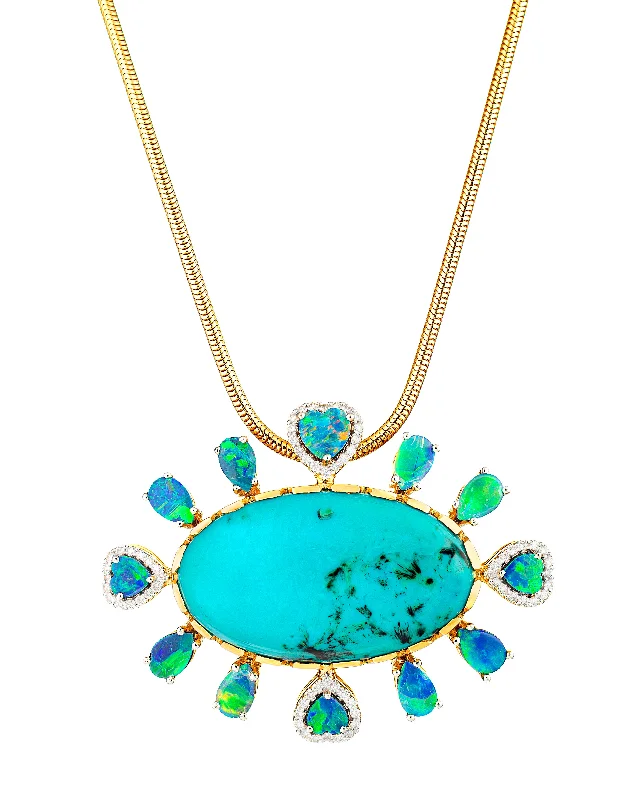 Luxury Necklaces with Gems-Gem Silica Opal Pendant Necklace