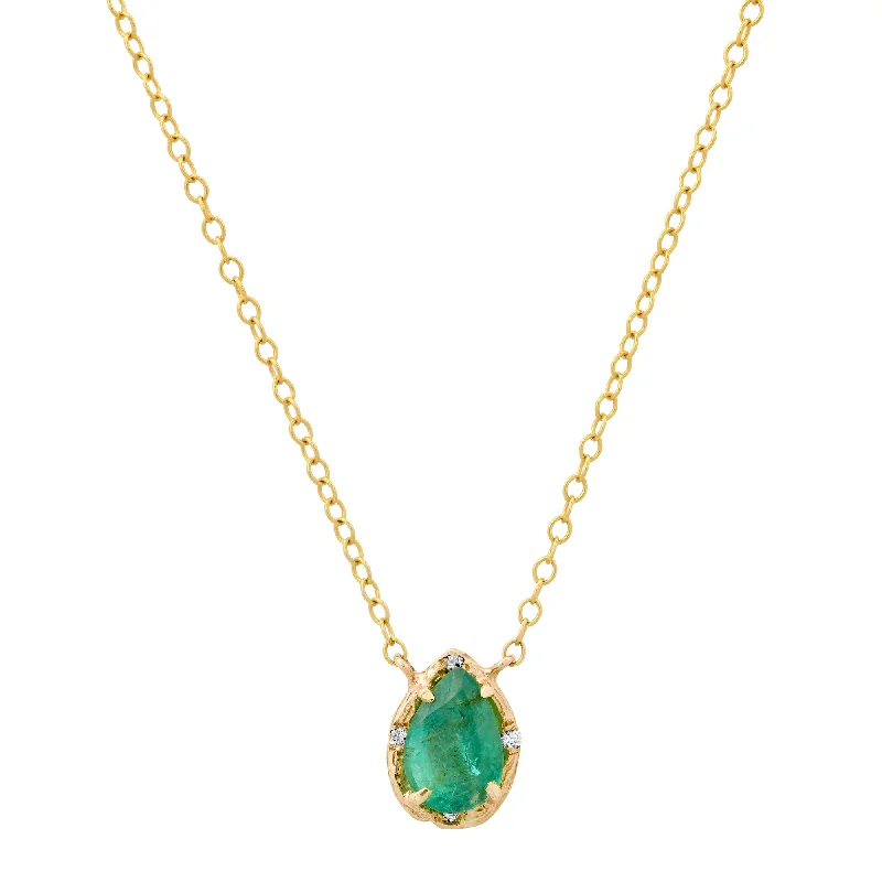 Art Deco Necklaces-Small Emerald Pear Necklace