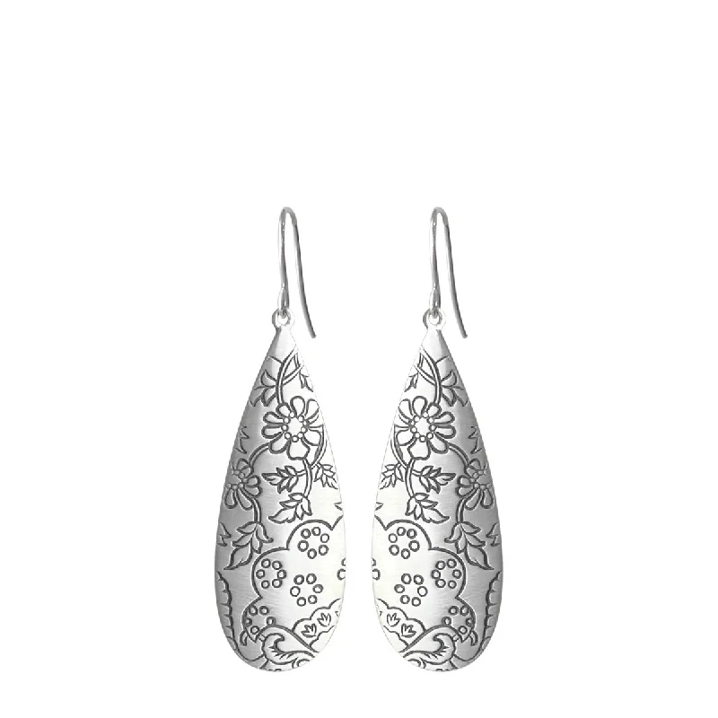 Small Drop Earrings-Luxury Earrings-Sterling Silver Slim Teardrop Paisley Earrings