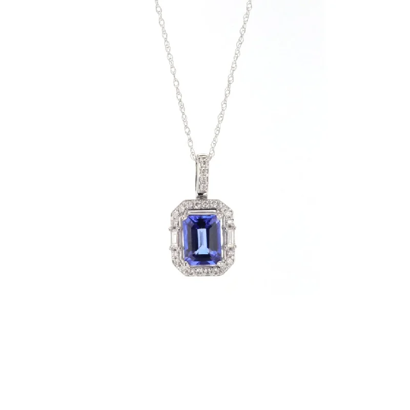 Fine Silver Necklaces for Women-18" Tanzanite & Diamond Pendant Necklace | M10272568