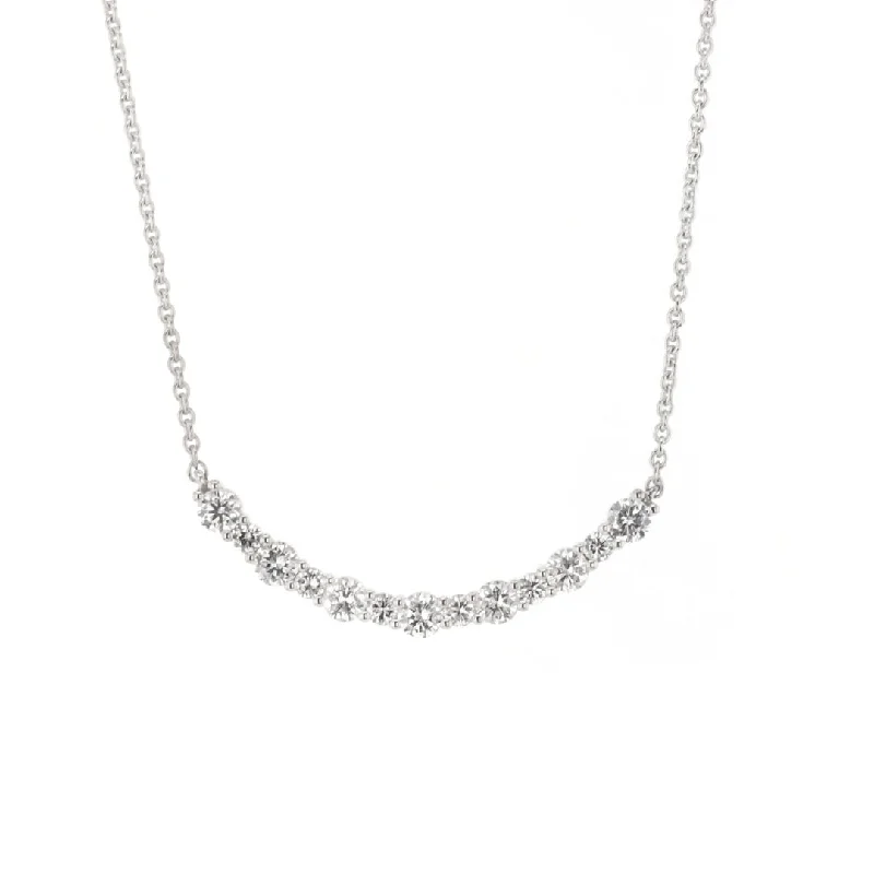 Small Dainty Necklaces-1.50 ctw Diamond Curved Bar Necklace