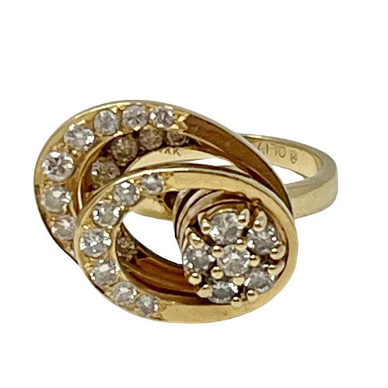 PowerRings-14K Gold 3 Stacked Disc Ring with Diamonds