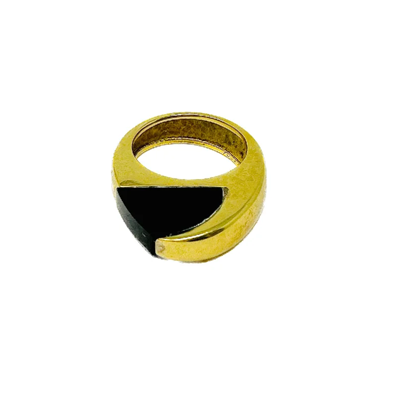 CoralRings-Henry Dunay 18K Gold Ring with Onyx