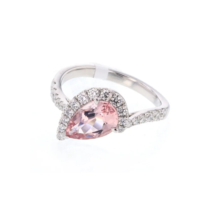 WhiteGoldRings-Morganite & Diamond Ring