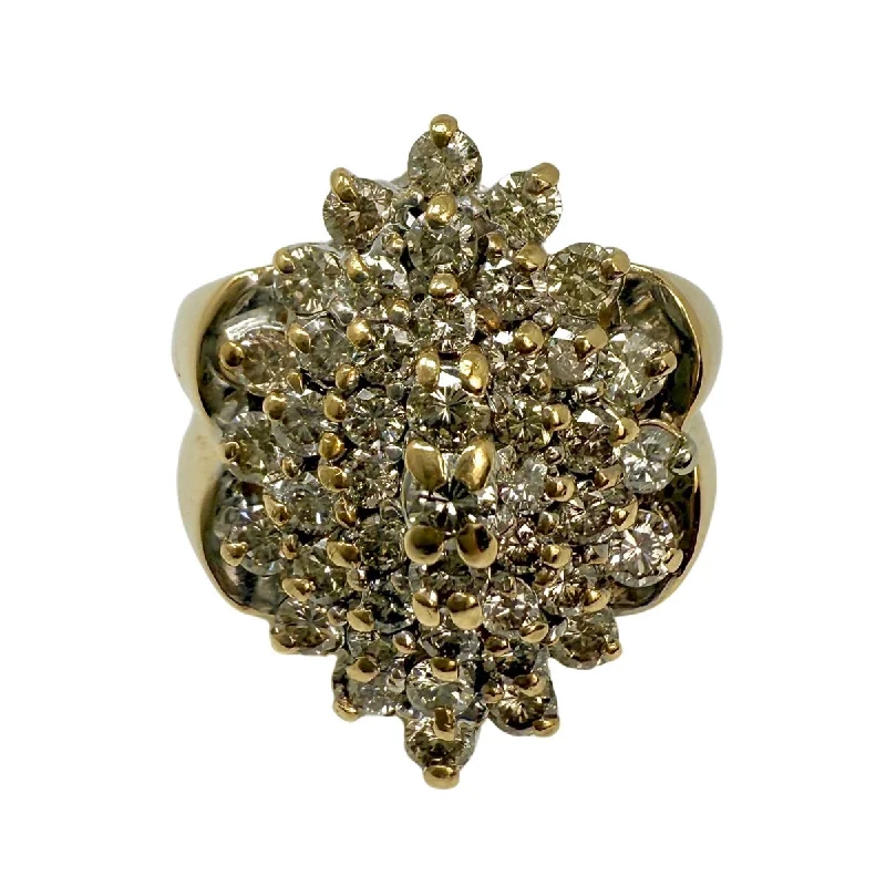 ZirconRings-14K Gold and Diamond Cluster Ring