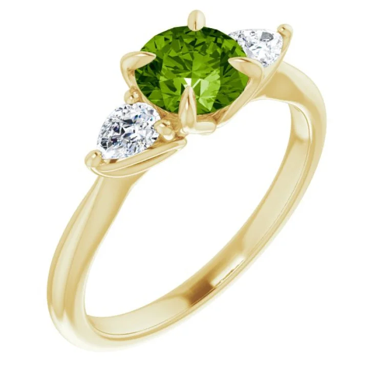 MonogramRings-14K Yellow Natural Peridot & 1/4 CTW Natural Diamond Ring