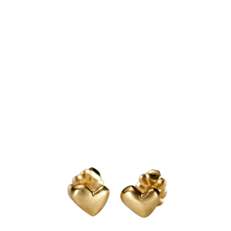 Gold Plated Earrings-Smooth Earrings-10K Gold Heart Stud Earrings