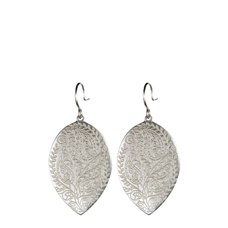 Feminine Earrings-Circle Earrings-Sterling Silver Large Paisley Earrings