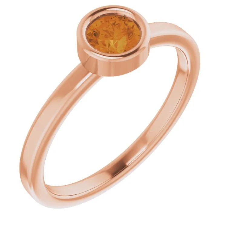 TravelRings-14K Rose 4.5 mm Natural Citrine Ring