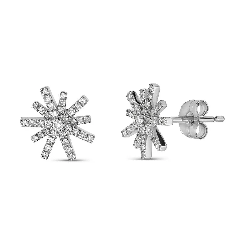 Day to Night Earrings-Handmade Gemstone Earrings-EMILIQUE 14KT 0.22CT ROUND DIAMOND STARBURST DIAMOND STUD EARRINGS