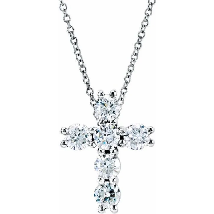 Cheap Necklaces Online-14K White 1 3/8 CTW Natural Diamond Cross 18" Necklace