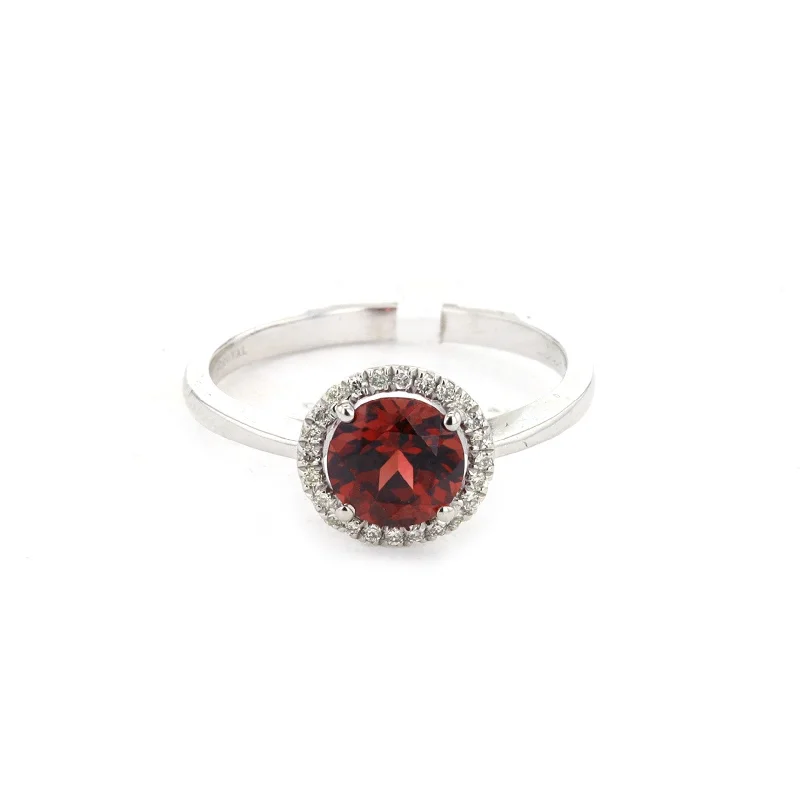 FatherhoodRings-Garnet & Diamond Halo Ring