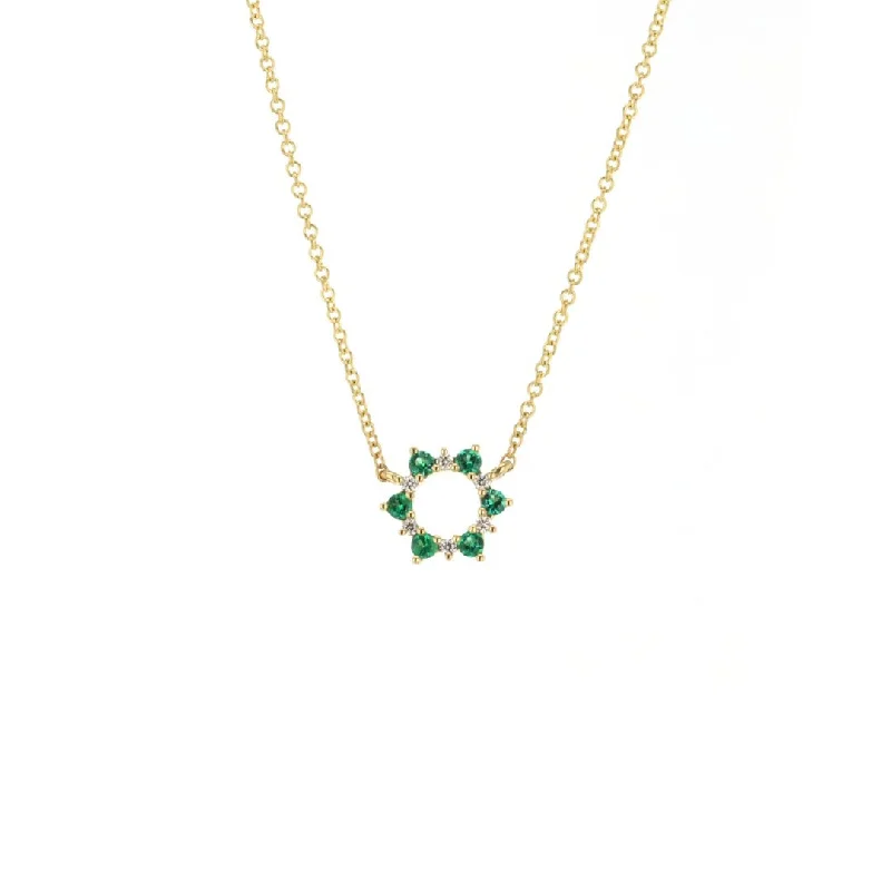 Crystal Heart Necklaces for Women-18" Emerald & Diamond Stationary Pendant Necklace | M10269094