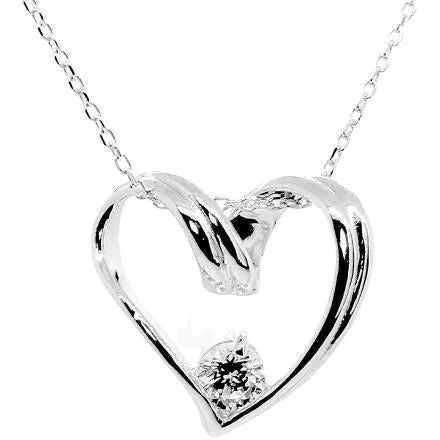 Crystal Necklaces for Healing-Solitaire Swirl Heart Necklace